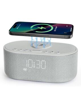 Sound Machine Alarm Clock with Wireless Charging & Soothing Sleep Sounds